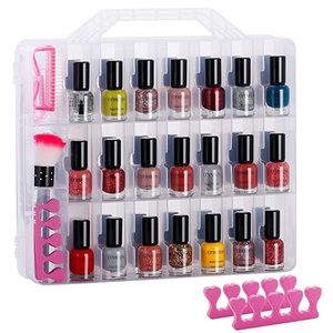Set of two 48 Bottles Universal Clear Plastic Nail Polish Organizer Case.